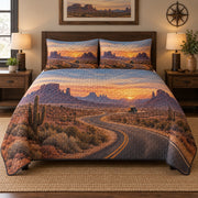 Desert Route Truck Driver Quilt Set, front truck driver bedroom view