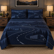 Night Haul Truck Driver Quilt Set, front truck driver bedroom view