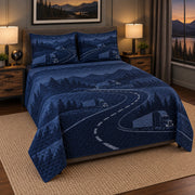 Night Haul Truck Driver Quilt Set, angled truck driver bedroom view