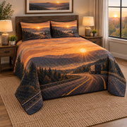Sunrise Mile Truck Driver Quilt Set, angled truck driver bedroom view
