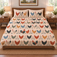 Folk Flock Procession Hen Quilt Set