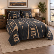 Open Road Geometry Truck Driver Quilt Set, angled truck driver bedroom view
