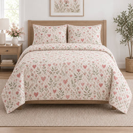Blush Heart Meadow Valentine Quilt Set