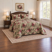 Rose Garden Hearts Valentine Quilt Set, angled valentine home decorating bedroom view