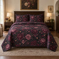 Midnight Floral Hearts Valentine Quilt Set