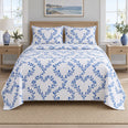 Blue Botanical Hearts Valentine Quilt Set