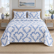 Blue Botanical Hearts Valentine Quilt Set, front valentine home decorating bedroom view