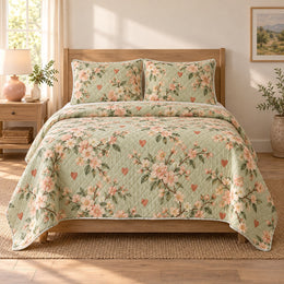 Peach Orchard Hearts Valentine Quilt Set