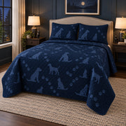 Night Clinic Veterinarian Quilt Set, angled veterinarian bedroom view