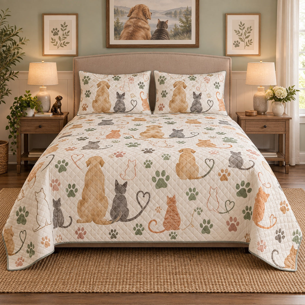 Happy Tails Veterinarian Quilt Set, front veterinarian bedroom view