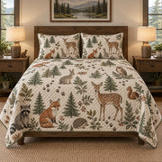 Woodland Patients Veterinarian Quilt Set, front veterinarian bedroom view