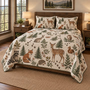 Woodland Patients Veterinarian Quilt Set, angled veterinarian bedroom view