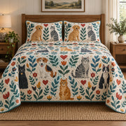 Folk Pets Veterinarian Quilt Set, front veterinarian bedroom view