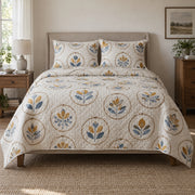 Maker Hoop Embroidery Quilt Set, front embroidery bedroom view