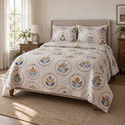Maker Hoop Embroidery Quilt Set, angled embroidery bedroom view