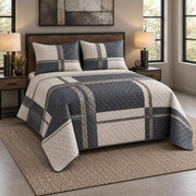 Steel Lines Welder Quilt Set, angled welder bedroom view