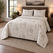 Welding Hood Line Art Welder Quilt Set, angled welder bedroom view