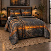 Forge Glow Welder Quilt Set, angled welder bedroom view