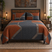 Rust and Slate Welder Quilt Set, front welder bedroom view