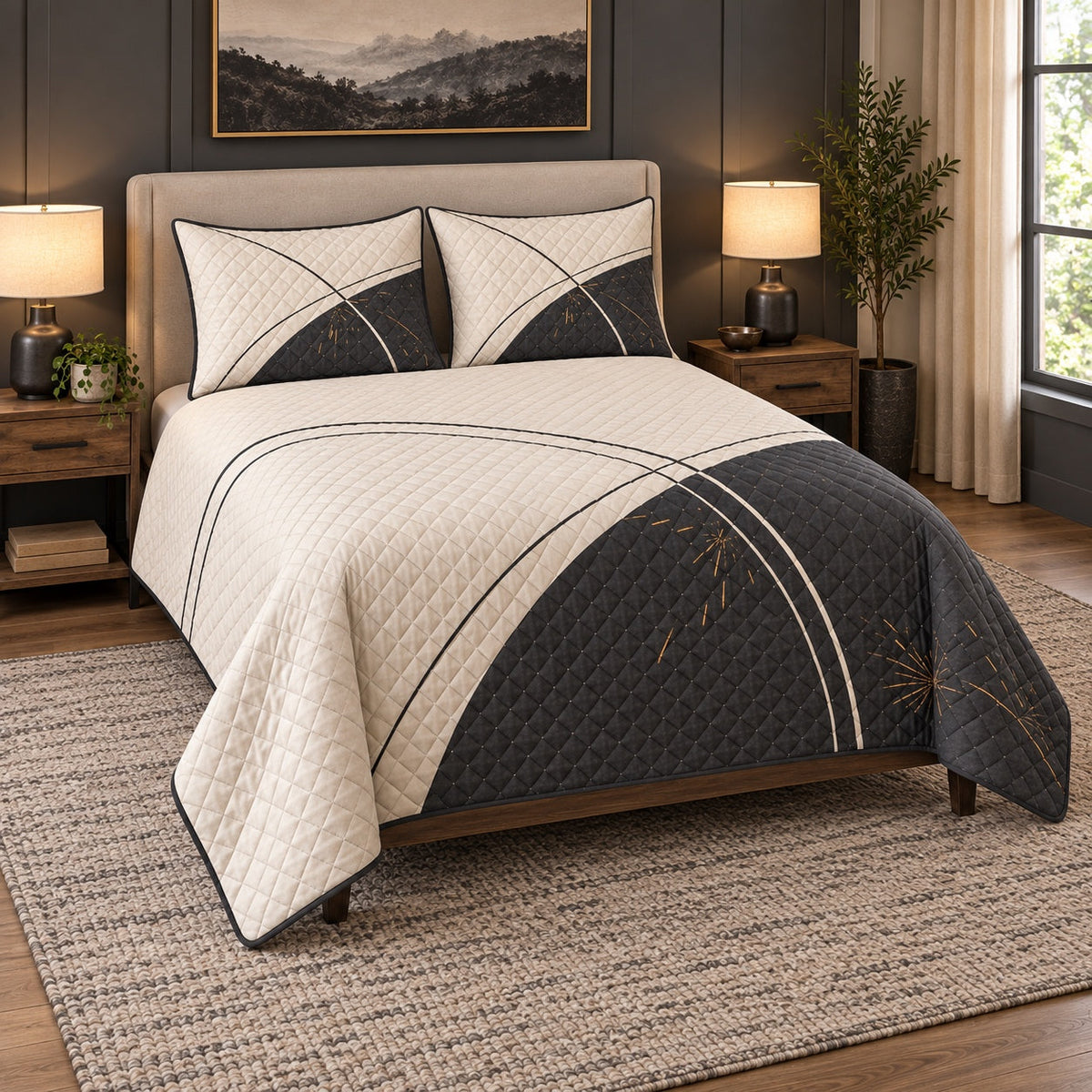 Precision Arc Welder Quilt Set, angled welder bedroom view