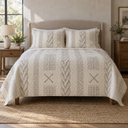 Cable Sketch Knitting Quilt Set, front knitting bedroom view