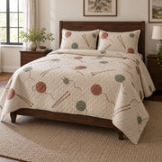 Yarn Row Knitting Quilt Set, angled knitting bedroom view