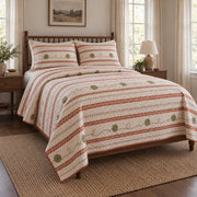 Terracotta Row Knitting Quilt Set, angled knitting bedroom view