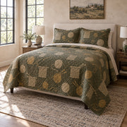 Cozy Pattern Knitting Quilt Set, angled knitting bedroom view