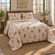 Clay Studio Pottery Quilt Set, angled pottery bedroom view