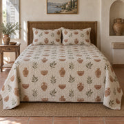 Terracotta Vessels Pottery Quilt Set, front pottery bedroom view