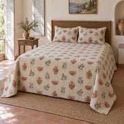 Terracotta Vessels Pottery Quilt Set, angled pottery bedroom view