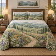 Wildflower Path Hiking Quilt Set, front hiking bedroom view