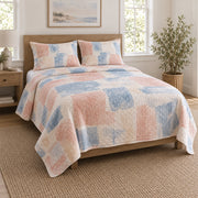 Palette Dawn Watercolor Painting Quilt Set, angled watercolor painting bedroom view