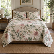 Brush Garden Watercolor Painting Quilt Set, front watercolor painting bedroom view