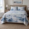 Blue Wash Watercolor Painting Quilt Set