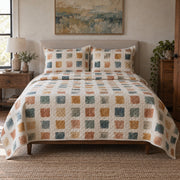 Color Notes Watercolor Painting Quilt Set, front watercolor painting bedroom view