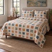 Color Notes Watercolor Painting Quilt Set, angled watercolor painting bedroom view