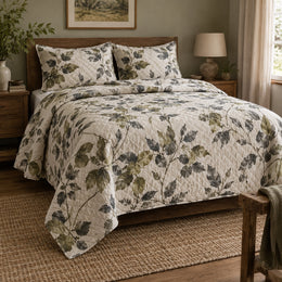 Moss and Ink Watercolor Painting Quilt Set