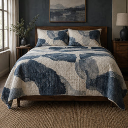Indigo Paper Watercolor Painting Quilt Set
