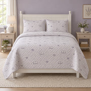 Soft Check Homebody Quilt Set, front introvert homebodies bedroom view