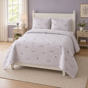 Soft Check Homebody Quilt Set, angled introvert homebodies bedroom view
