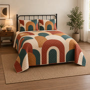 Abstract Hearth Homebody Quilt Set, angled introvert homebodies bedroom view