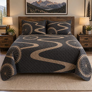 Trail Geometry Mountain Biking Quilt Set, front mountain biking bedroom view