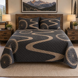 Trail Geometry Mountain Biking Quilt Set