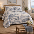 Coastal Cottage Toile Goldendoodle Country Toile Quilt Set