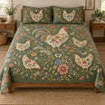 Floral Silhouette Hen Garden Quilt Set
