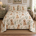 Ivory Daisy Repeat Goldendoodle Cottage Floral Quilt Set
