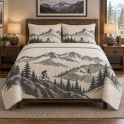 Summit Lines Mountain Biking Quilt Set, front mountain biking bedroom view