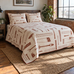 Carpenter Sketch Woodworking Hobby Quilt Set