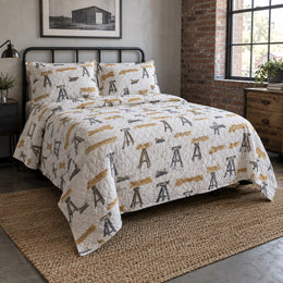 Sawhorse Lines Woodworking Hobby Quilt Set